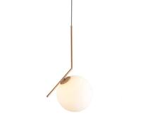ZBZFGE Minimalist Pendant - White Glass Globe Chandelier with Gold Metal Accents - Stylish Hanging Lamp for Living Room, Bedroom, and Bar (20cm)(20cm)