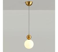 ZBZFGE Minimalist White Globe Bedside Light Creativity Glass Single Head Kitchen Island Hanging Lamp Nordic Cream Wind Children's Chandelier for Dining Room Bedroom/Copper