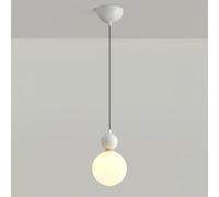ZBZFGE Minimalist White Globe Bedside Light Creativity Glass Single Head Kitchen Island Hanging Lamp Nordic Cream Wind Children's Chandelier for Dining Room Bedroom/White