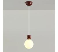 ZBZFGE Minimalist White Globe Bedside Light Creativity Glass Single Head Kitchen Island Hanging Lamp Nordic Cream Wind Children's Chandelier for Dining Room Bedroom/Red
