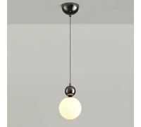 ZBZFGE Minimalist White Globe Bedside Light Creativity Glass Single Head Kitchen Island Hanging Lamp Nordic Cream Wind Children's Chandelier for Dining Room Bedroom/Pearl Black