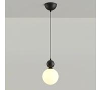 ZBZFGE Minimalist White Globe Bedside Light Creativity Glass Single Head Kitchen Island Hanging Lamp Nordic Cream Wind Children's Chandelier for Dining Room Bedroom/Black