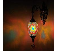 ZBZFGE Mosaic Handmade Turkish Moroccan Style Stained Glass Vintage Antique Lamp Bronze Base, Wall Mounted Light,L,G