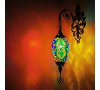 ZBZFGE Mosaic Handmade Turkish Moroccan Style Stained Glass Vintage Antique Lamp Bronze Base, Wall Mounted Light,L,G