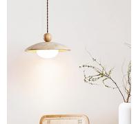 ZBZFGE Natural Marble Pendant Light with Milk Glass Industrial Stone Hanging Ceiling Lamp Frosted White Mid Century Chandelier Light Fixture for Kitchen Island Dining Room Bedroom(Wood