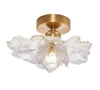 ZBZFGE Nordic Flower Lampd Metal Semi Flush Mount Light Clear Resin Petal Close to Ceiling Lighting Fixture Small Chandelier for Hallway Entryway Bedroom