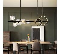 ZBZFGE Nordic Style Gold/Black Chandelier for Kitchen Loft with Glass Globe Shade Circle LED Ceiling Indoor Decoration Lamps Adjustable Pendant Fixture,Hanging Light(Black,Warm Light)