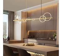 ZBZFGE Nordic Style Gold/Black Chandelier for Kitchen Loft with Glass Globe Shade Circle LED Ceiling Indoor Decoration Lamps Adjustable Pendant Fixture,Hanging Light(Gold,Warm Light)