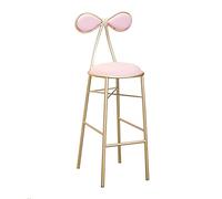 ZBZFGE Nordic Style Stool, Barstools Iron Bar Chair with Golden Metal Legs & Faux Leather Seat, for Kitchen Dressing Vanity (Pink)