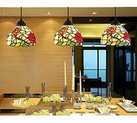 ZBZFGE Pastoral Rose Multi-Head Art Chandelier in Style Stained Glass Ceiling Pendant Lamp Light for Living Room Bedroom Dining Room Kitchen Hanging,D (C)