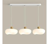 ZBZFGE Pendant 3-Light Cluster Ceiling Hanging Lamp Milk Cream Nordic Linear Round Chandelier for Dining Room, Kitchen Island, Bedroom, and More (Color: White)