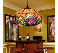 ZBZFGE Pendant for Kitchen Island Floral Flowers Stained Glass Lampshade Farmhouse Hanging Light with Chain Swag Dining Room Hallway Closet,8in,18in