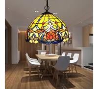 ZBZFGE Pendant for Kitchen Island Floral Flowers Stained Glass Lampshade Farmhouse Hanging Light with Chain Swag Dining Room Hallway Closet,8in,12in