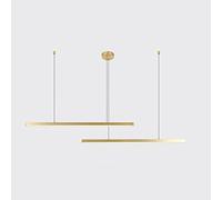 ZBZFGE Postmodern Long Strip Chandelier LED Dimmable Ceiling Hanging Minimalist Dining Room Adjustable Suspended Light Fixture Home Office Cafe Decoration Pendent Lamp,Hanging Light(Gold,C)