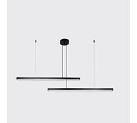 ZBZFGE Postmodern Long Strip Chandelier LED Dimmable Ceiling Hanging Minimalist Dining Room Adjustable Suspended Light Fixture Home Office Cafe Decoration Pendent Lamp,Hanging Light(Black,C)