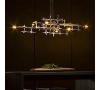 ZBZFGE Postmodern Silver LED Chandelier Luxury Dining Living Room Decor Fixture Lighting Restaurant Kitchen Island Hanging Lamp Ceiling Chandelier,Hanging Light(L100cm W35cm,White Light)