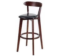 ZBZFGE PU Leather Bar Stools, Bar Height Stool Chairs, Wood Frame, Easy Assembly, Back and Footrest, Kitchen Counter, Dining Room Barstool (Black-1ps,61cm/24in)