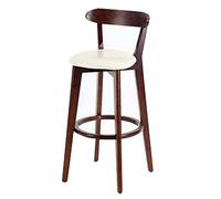 ZBZFGE PU Leather Bar Stools, Bar Height Stool Chairs, Wood Frame, Easy Assembly, Back and Footrest, Kitchen Counter, Dining Room Barstool (White-1ps,61cm/24in)