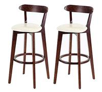ZBZFGE PU Leather Bar Stools, Bar Height Stool Chairs, Wood Frame, Easy Assembly, Back and Footrest, Kitchen Counter, Dining Room Barstool (White-2ps,61cm/24in)