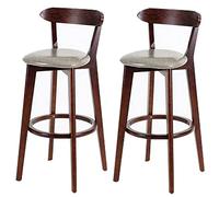 ZBZFGE PU Leather Bar Stools, Bar Height Stool Chairs, Wood Frame, Easy Assembly, Back and Footrest, Kitchen Counter, Dining Room Barstool (Gray-2ps,61cm/24in)