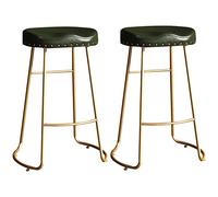 ZBZFGE PU Leather Bar Stools, Counter Height Stools, Vintage Barstools with Metal Legs and Footrest Tall Stool for Kitchen Pub Cafe Bar Island Dining Room (Green 2ps,75cm/29.6in)
