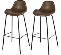 ZBZFGE PU Leather Stools, Counter Height Bar Barstools with Back, Metal Legs and Footrest, Tall Kitchen Chairs for Pub Cafe (B-2ps)