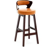 ZBZFGE PU Leather Upholstered Counter Height Stool, Kitchen Island Pub Coffee Home Dinning Vintage Bar Chairs (Orange,70CM)
