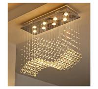 ZBZFGE Rectangle Crystal Lamp Dining Room Chandelier Individuality Brief Light Bar Counter Compatible with Home Restaurant Lighting LED Chandelier,Hanging Light(Cold White)