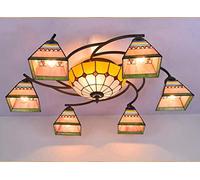 ZBZFGE Retro Chandelier Light Candelabro -Style Chandelier, Stained Glass Garden Chandelier and Inverted CeilChandelier Bedroom,