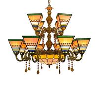 ZBZFGE Retro Creativity Large 2 Tiers CeilLamps Chandelier, Style Stained Glass Crystal Many Arms Pendant Lights Fixtures for, Hotel, Stairway