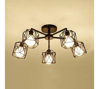 ZBZFGE Retro Iron Living Room Bedroom Flush Mount with Ceiling Lights for Kitchen/Color/5 Heads