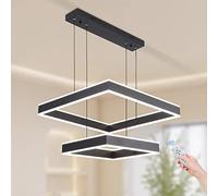 ZBZFGE Rings Rectangle for Living Room,Adjustable Height,Foyer Chandelier Lighting Fixture High Ceiling Hanging LED Pendant Light