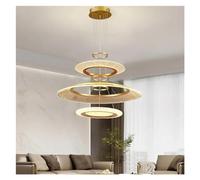 ZBZFGE Screw Ceiling s Luxury Ring Villa Pendant Lamps Atmosphere High-End Living Dining Room Hanging Light,s,Onecolor-3 Rings