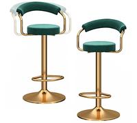 ZBZFGE Set of 2, Adjustable Chairs Velvet Height Bar with Back, Tall Stools for Kitchen Counter Bistro Pub (Green)
