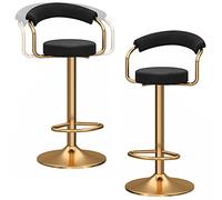 ZBZFGE Set of 2, Adjustable Chairs Velvet Height Bar with Back, Tall Stools for Kitchen Counter Bistro Pub (Black)