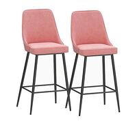 ZBZFGE Set of 2 Bar with High Backrest Velvet Barstool Metal Footrest Farmhouse Island Chairs Breakfast Stools for Kitchen Bistro Pub Dining Room (Pink,75cm(29.5 Inch))
