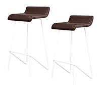 ZBZFGE Set of 2 PU Leather Bar Height Stool Chairs with Back and Footrest, Tall Stools for Pub Coffee Home Dinning Kitchen Island, Easy Assembly (A-brown-2ps,75cm/30in)