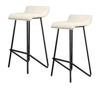 ZBZFGE Set of 2 PU Leather Bar Height Stool Chairs with Back and Footrest, Tall Stools for Pub Coffee Home Dinning Kitchen Island, Easy Assembly (B-white-2ps,65cm/26in)