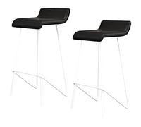 ZBZFGE Set of 2 PU Leather Bar Height Stool Chairs with Back and Footrest, Tall Stools for Pub Coffee Home Dinning Kitchen Island, Easy Assembly (A-black-2ps,75cm/30in)