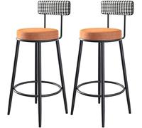 ZBZFGE Set of 2, Velvet Dining Stools, Stool with Fixed Height, Metal Footrest and Base for Breakfast Bar, Counter, Kitchen (Orange,70cm)