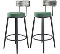 ZBZFGE Set of 2, Velvet Dining Stools, Stool with Fixed Height, Metal Footrest and Base for Breakfast Bar, Counter, Kitchen (Green,70cm)