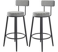 ZBZFGE Set of 2, Velvet Dining Stools, Stool with Fixed Height, Metal Footrest and Base for Breakfast Bar, Counter, Kitchen (Grid,70cm)