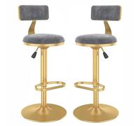 ZBZFGE Set of High Stool Swivel Chairs, Breakfast Dining with Low Backrest, Gas Lift & Footrest, Height Adjustable Bar Stools for Counter, Bistro (Grey,40-55cm)