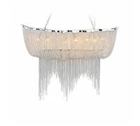 ZBZFGE Silver Aluminum Chandelier Lighting Engineering Luxury Chain Tassel Lamp Compatible with Restaurant Decor V-intage,Hanging Light(L90xw35xh70cm)