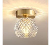 ZBZFGE - Spherical Half Dome Clear Glass Kitchen Close to Ceiling Lights Water Glass Gold Small Hallway Ceiling Lamp F Lush Mounted Ceiling Light