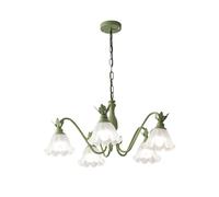ZBZFGE Sputnik Milk Glass Flower Chandelier for Bedroom White Black Mid Century Light Nordic Frosted Floral Dining Room Kitchen Island Farmhouse/Green 5