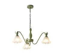 ZBZFGE Sputnik Milk Glass Flower Chandelier for Bedroom White Black Mid Century Light Nordic Frosted Floral Dining Room Kitchen Island Farmhouse/Green 3