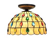 ZBZFGE Stained Glass Ceiling 12" Lights Style galss Colorful Beads Shade for Living Room Lamp