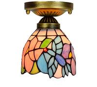 ZBZFGE Stained Glass Ceiling 6" Aisle Corridor Balcony Pink Bird Lamps and Lanterns Small Light
