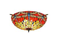 ZBZFGE Stained Glass Ceiling 65CM Creative Red Festive Lamp Living Room Restaurant Bar Bedroom Half Light